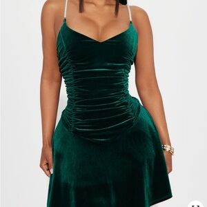 Elegant Green Velvet Dress